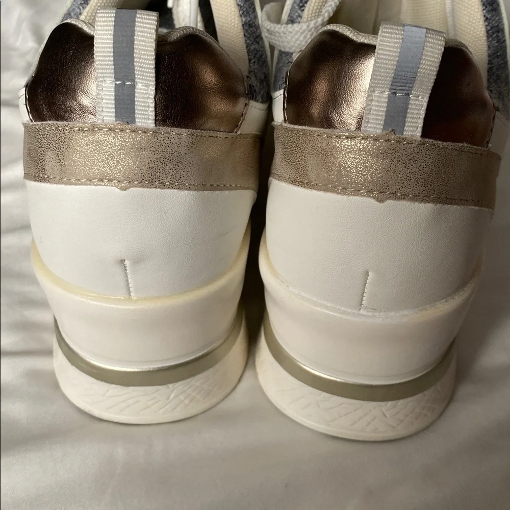 Elegant Women's Platform Sneakers - White, Gold, and Gray